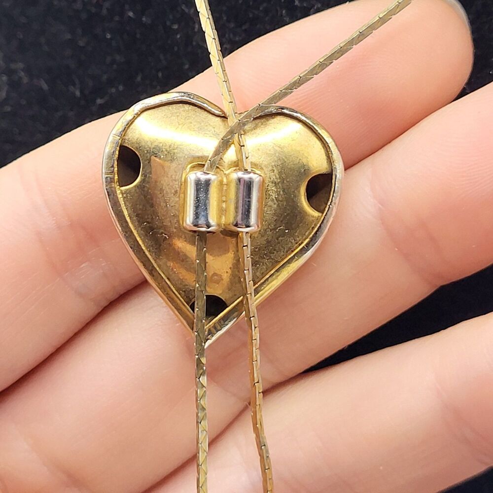 Estate Adjustable Heart Bolo Necklace 28in - Picture 4 of 6